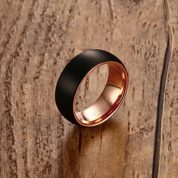 Inner Rose Gold Ring in Black