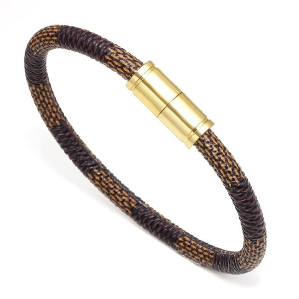 Striped Leather Band in Brown