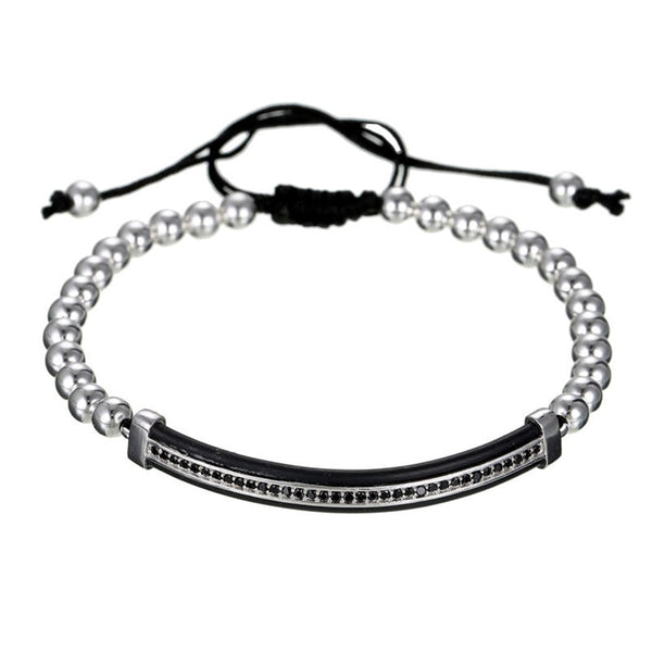 Adjustable Beaded Bracelet in Silver